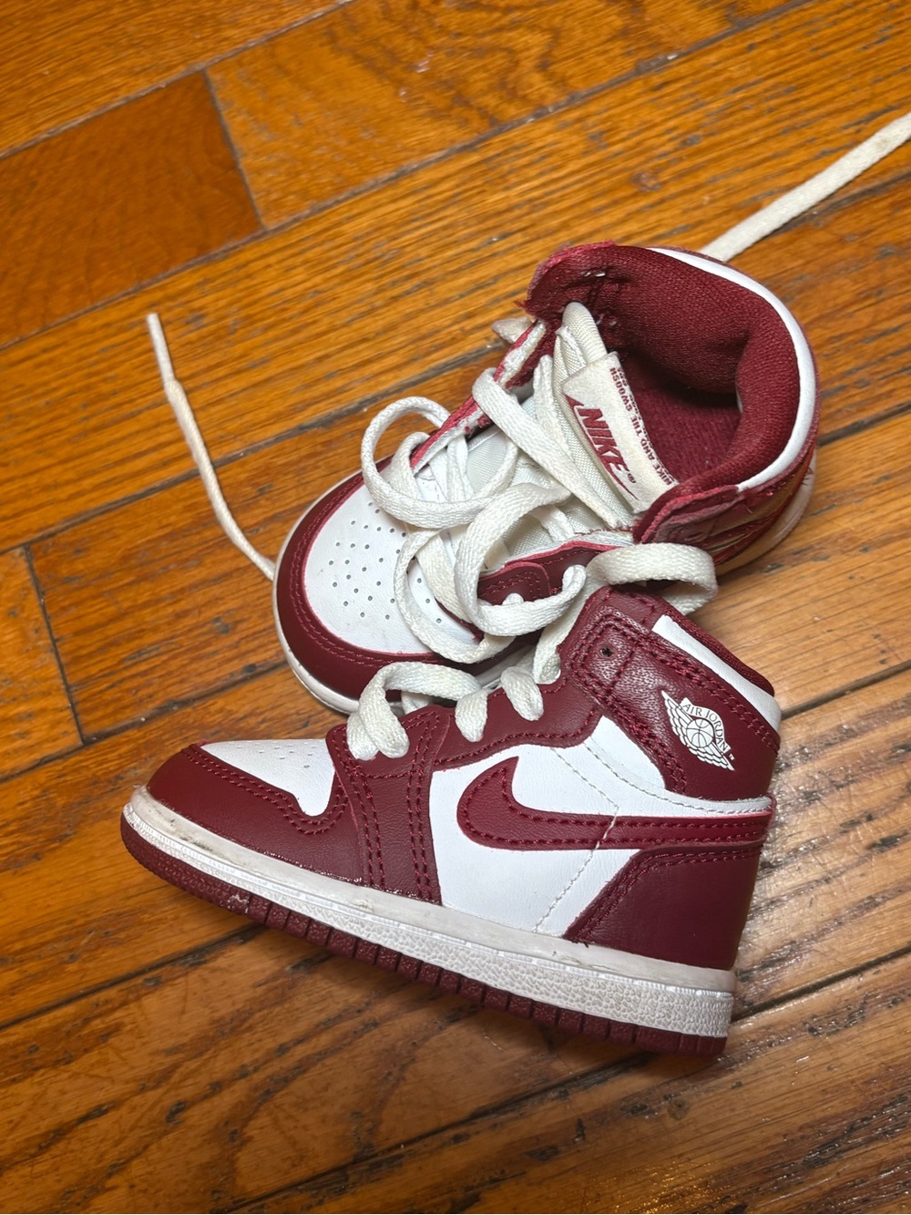 Nike Kids Maroon and White High-Top Sneakers